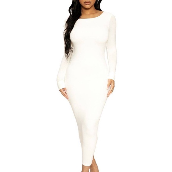 Naked Wardrobe The NW Timeless Dress in White - Picture 3 of 3